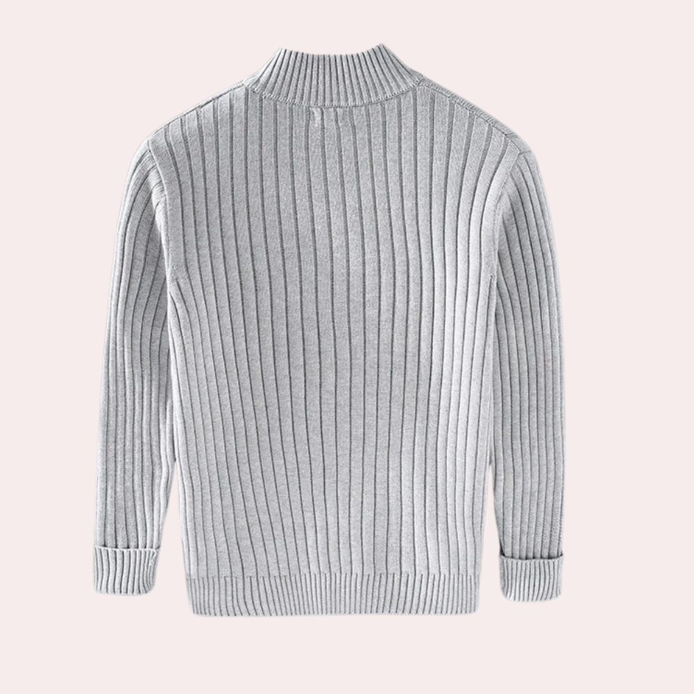 Herre Strikket Cardigan med Lynlås og Diskrete Strikdetaljer