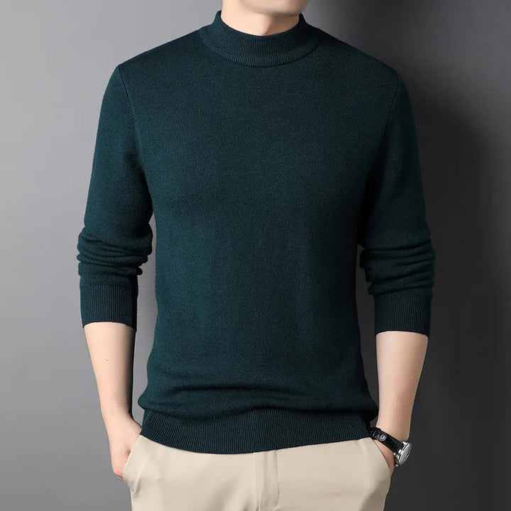 Herre Halvpolo Strikket Stilren Genser