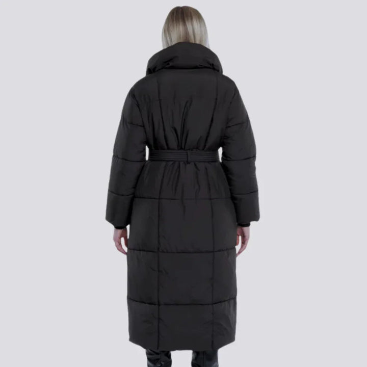 Kvinners Langline Vinterjakke med Belte Stilren Design