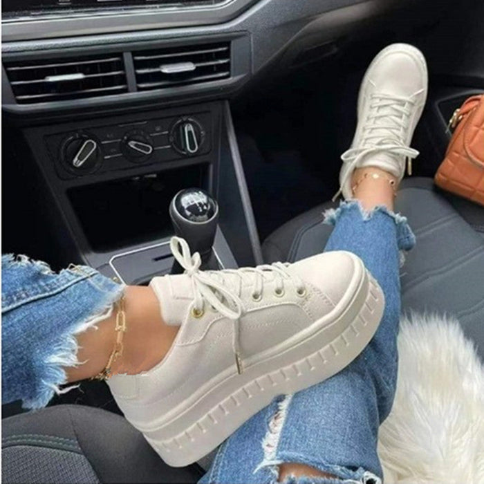 Zapatillas de plataforma para mujer con suela gruesa y cierre de cordones