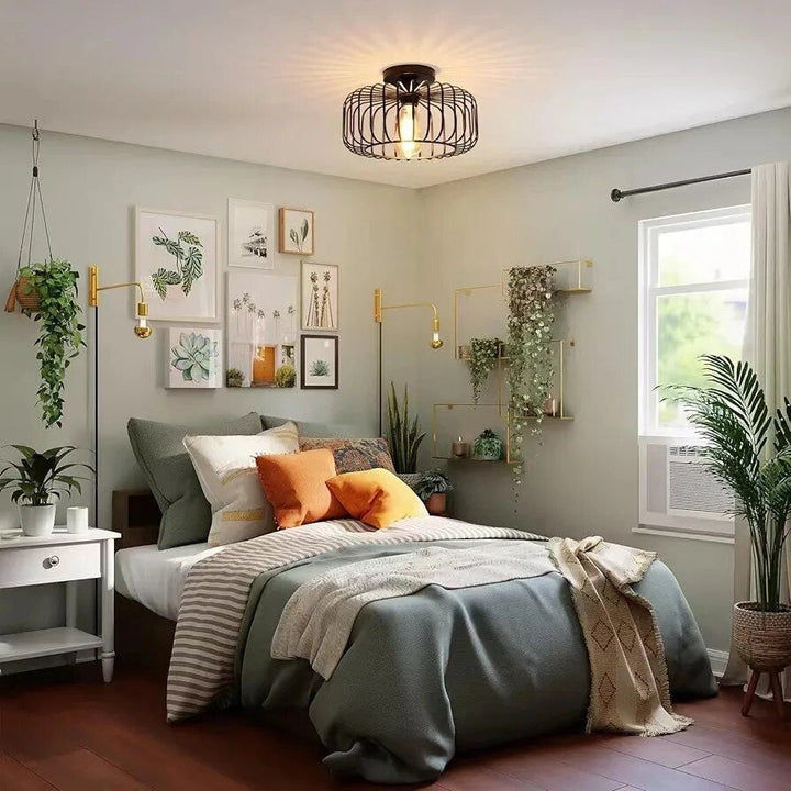 Taklampe i Jern - Fuglebur Design | Elegant Interiørlys