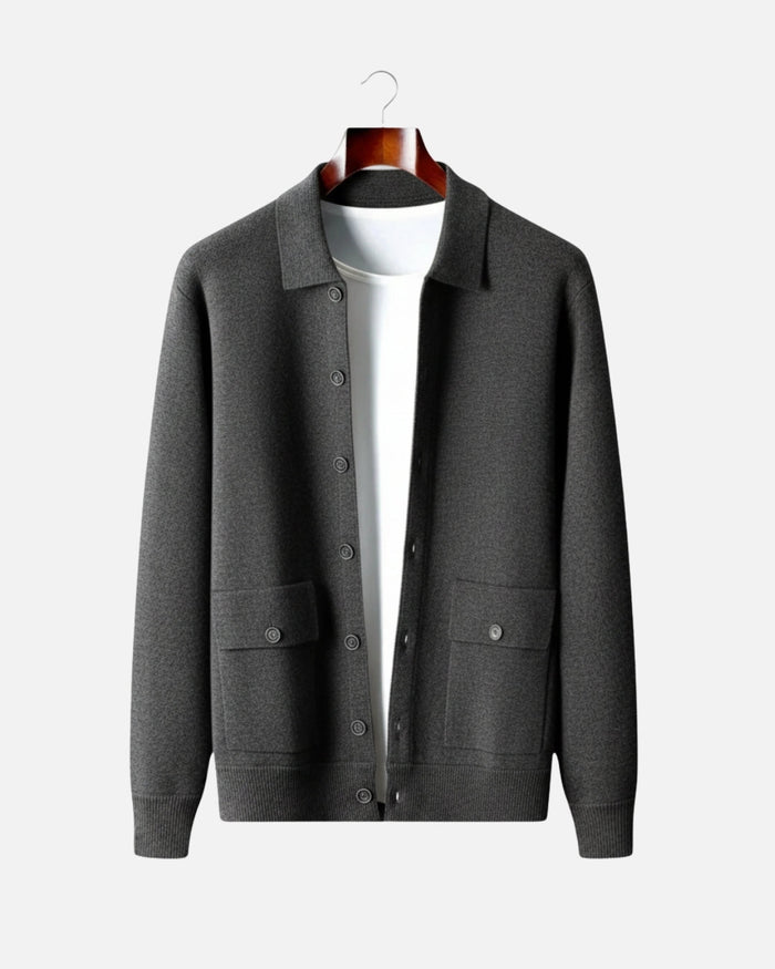 Sobrecamisa de hombre con botones frontales, cuello y puños de canalé