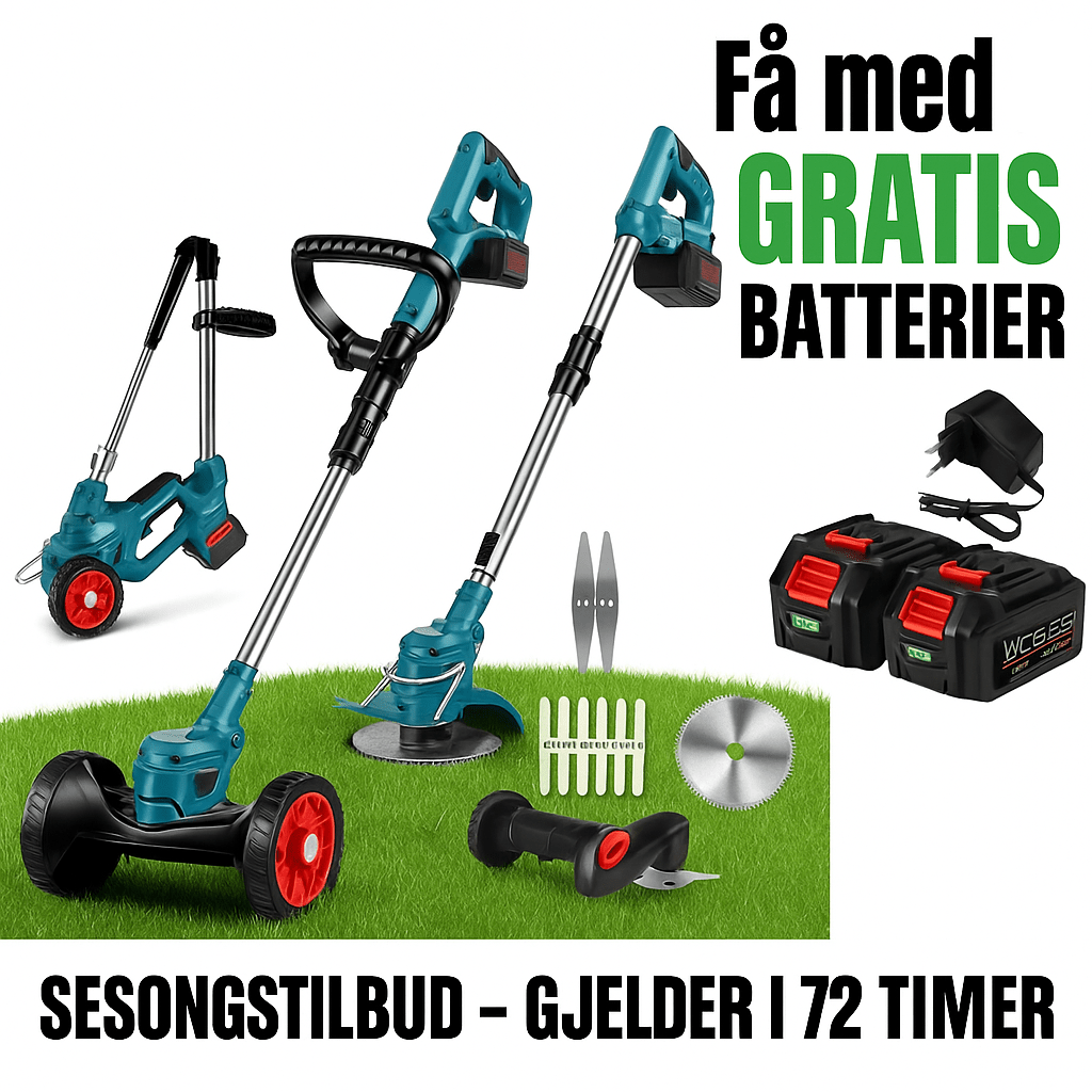 Trådløs Gressklipper 36V – Sammenleggbar med Hjul for Enkel Trim