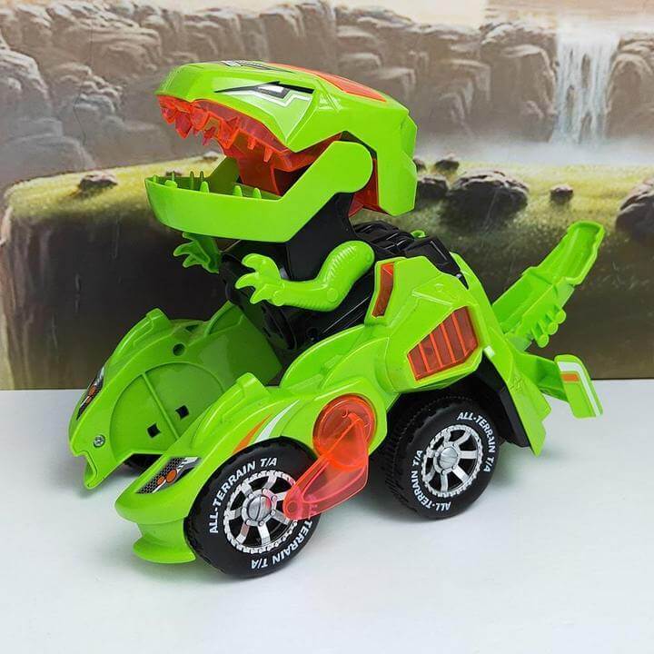 Transformerende Dinosaurbil med LED-lys for Barn