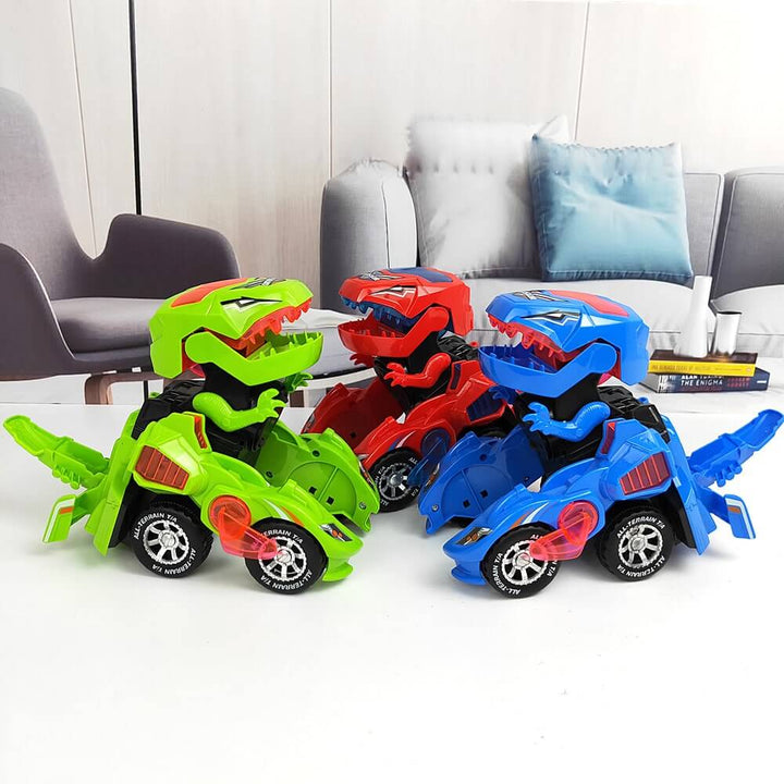 Transformerende Dinosaurbil med LED-lys for Barn