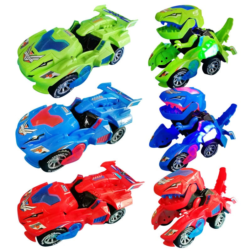 Transformerende Dinosaurbil med LED-lys for Barn