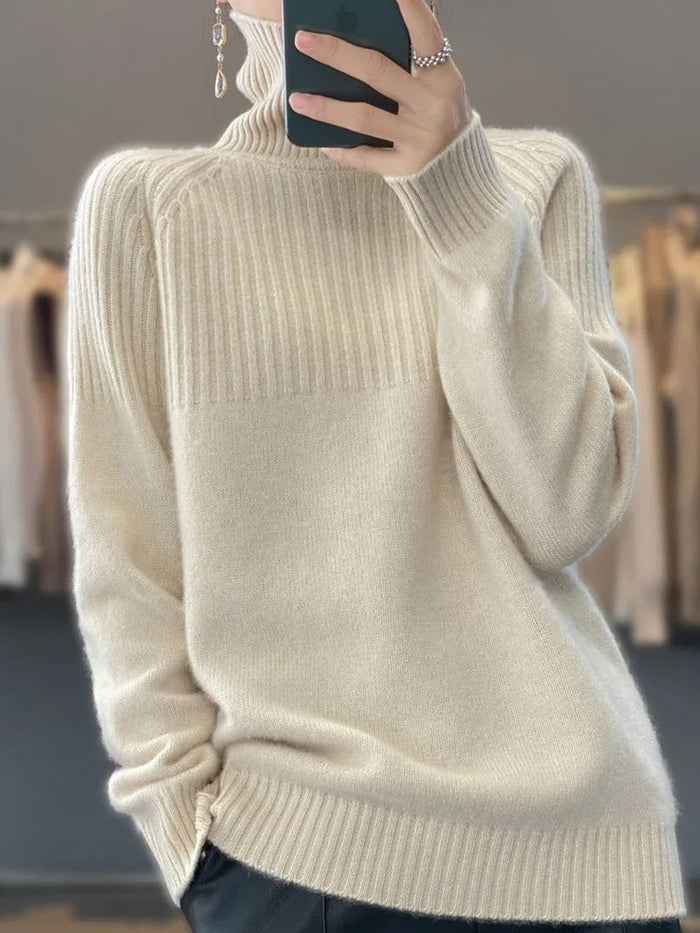 Women's Ribbed Turtleneck Sweater Relaxed Fit