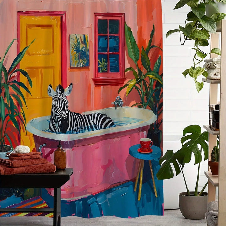 Tropisk Zebra Dusjforheng – Forvandle Baderommet Med Stil