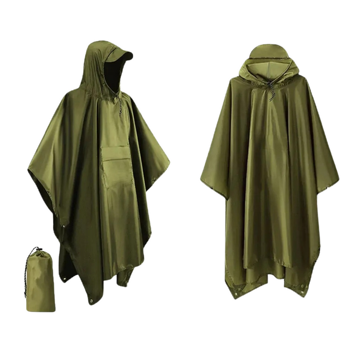 Unisex 3-i-1 Regnfrakk – Vanntett Poncho for Fottur og Camping