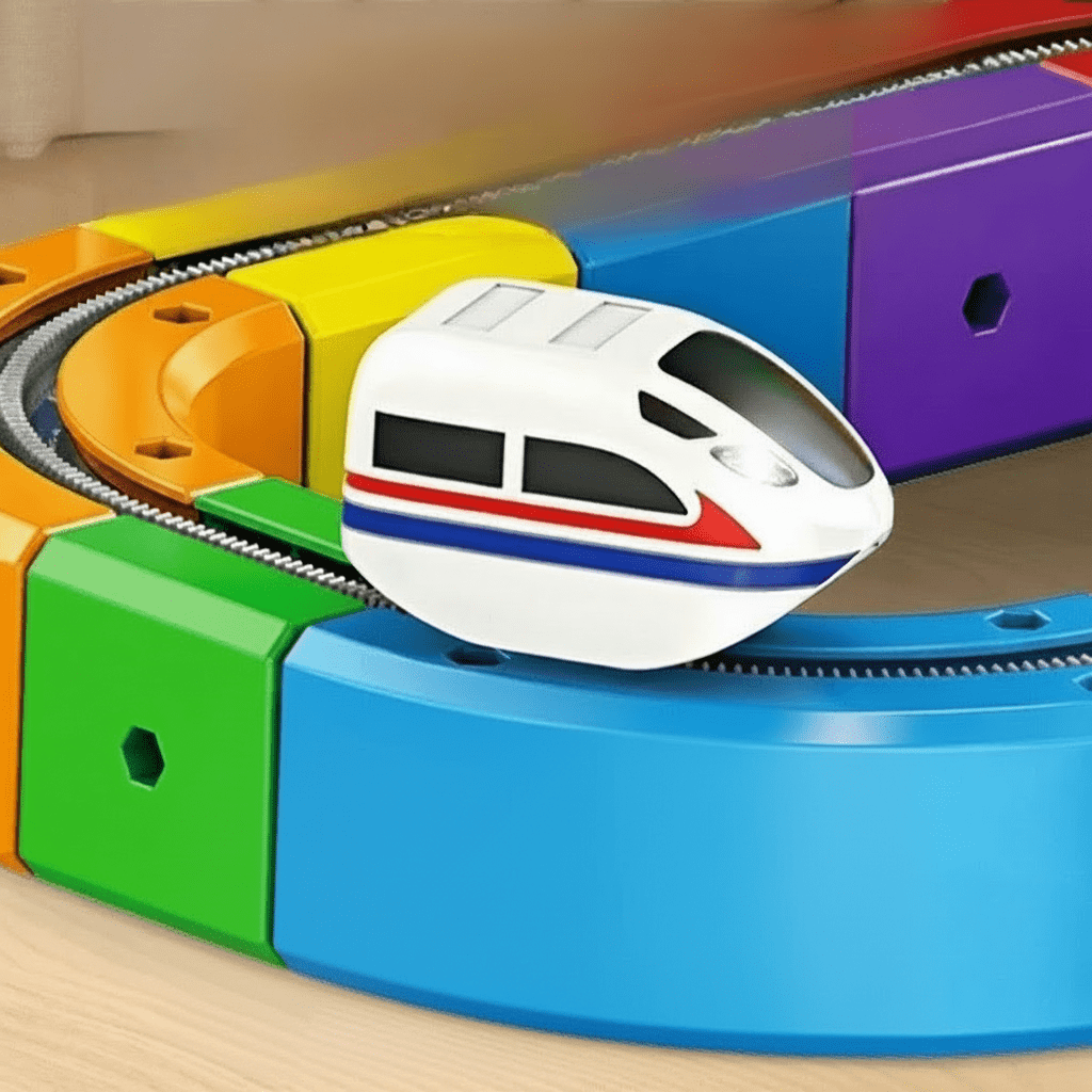 Unisex 3D Jernbanekonstruksjonssett med Oppladbart Lokomotiv