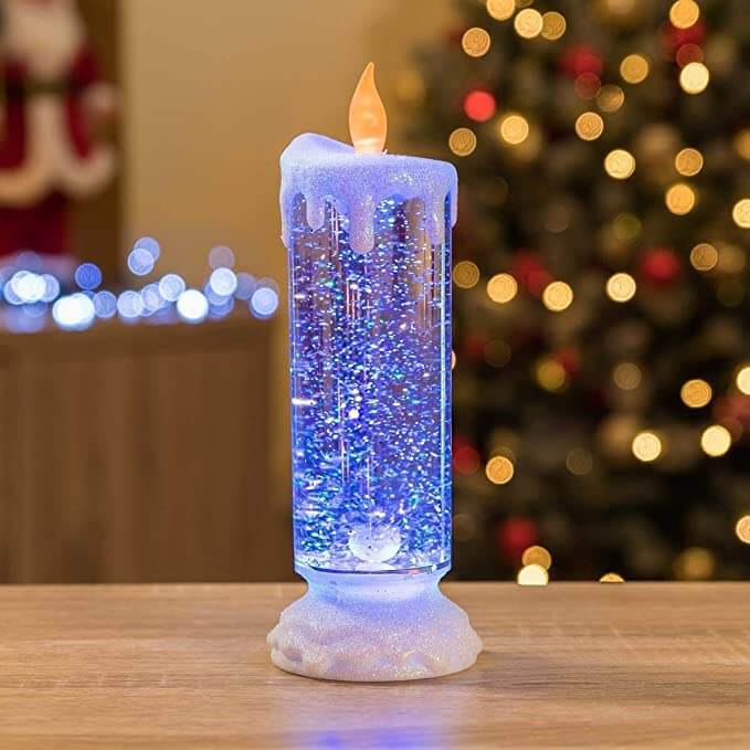 Unisex Lysende LED-Stearinlys i Krystallglass med Fargeskiftende Glitter