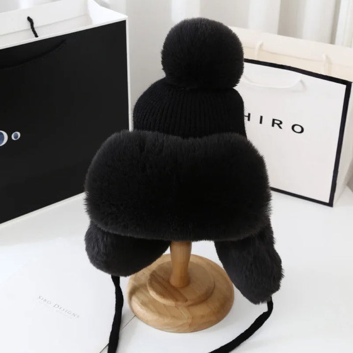 Unisex Vinter Trapper Lue med Øreklaffer og Pels Pompong
