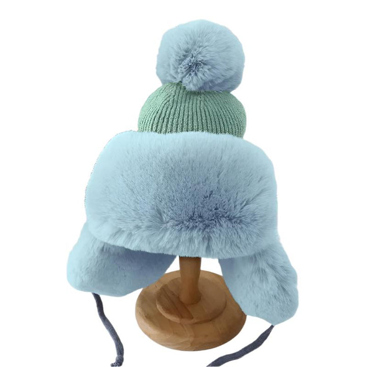 Unisex Vinter Trapper Lue med Øreklaffer og Pels Pompong