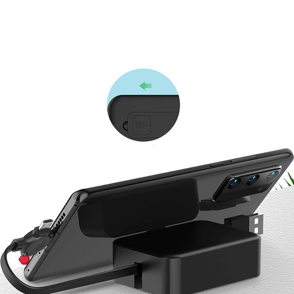 Universal 3-i-1 Teleskopisk Ladekabel med Telefonholder