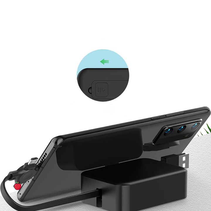 Universal 3-i-1 Teleskopisk Ladekabel med Telefonholder