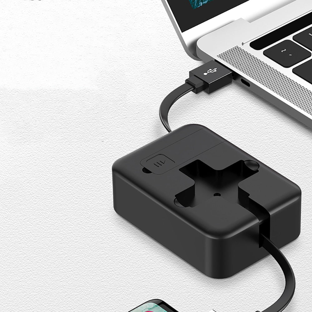 Universal 3-i-1 Teleskopisk Ladekabel med Telefonholder