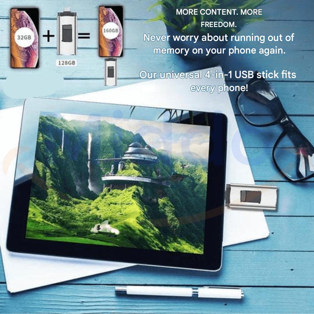 Universal 4-i-1 Flashdrive for Rask Filoverføring