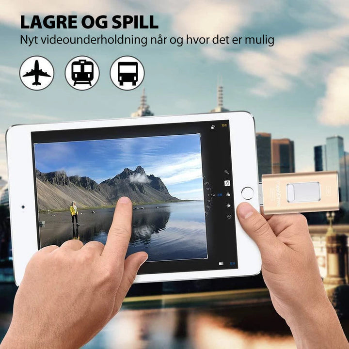 USB-minnepinne for iPhone, iPad og Android - Rask sikkerhetskopi