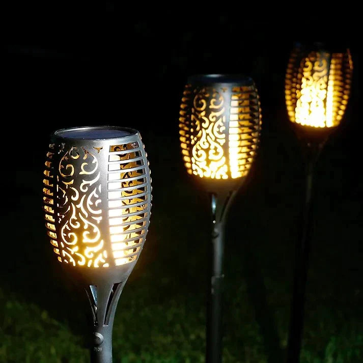 Utendørs Solcellelampe - Flammeeffekt | Vanntett