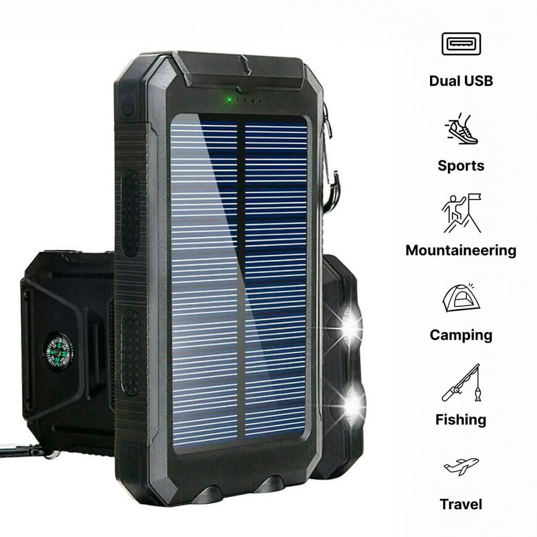 Vanntett Power Bank med Solcellelading for Utendørsbruk