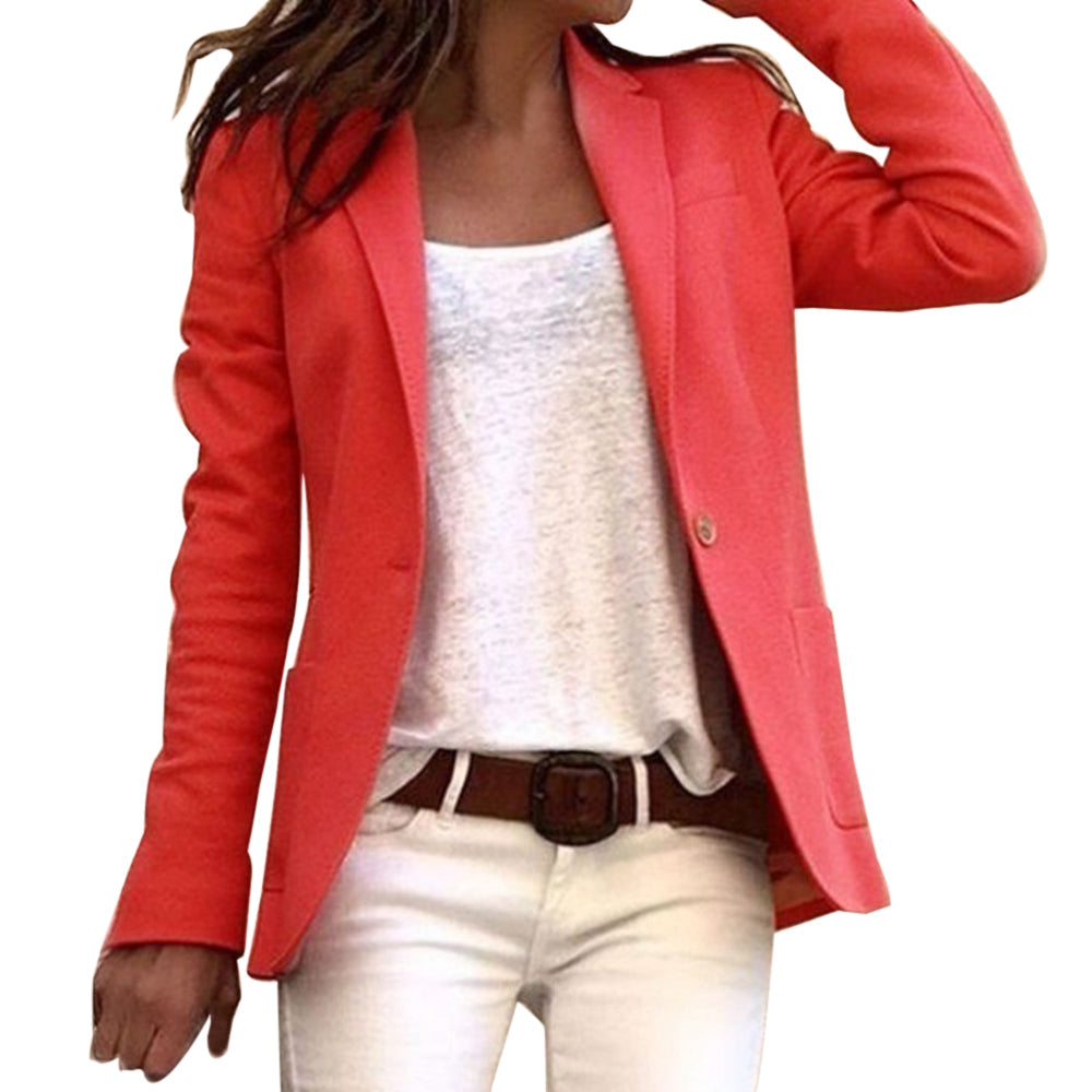 Dame Slim Fit Blazer med Lange Ærmer og Revers