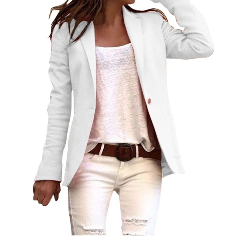 Dame Slim Fit Blazer med Lange Ærmer og Revers