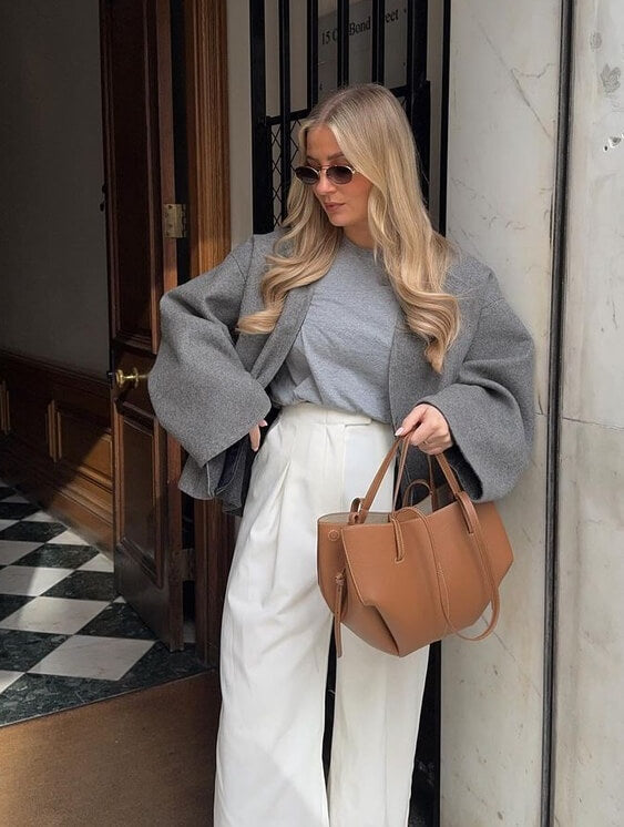 Dame Vintage Tote Bag med Sikker Lukning og Skulderremme