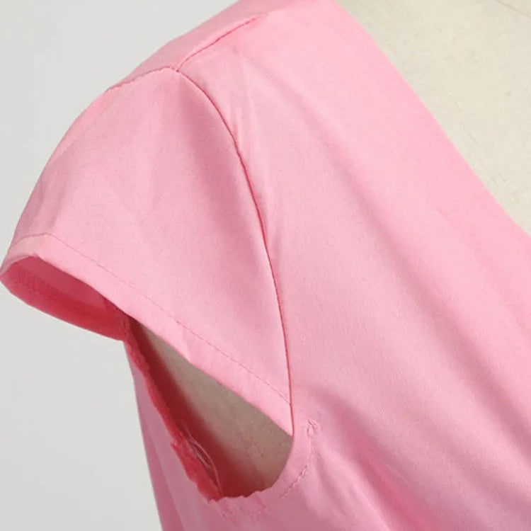 Vintage V-hals Midi-kjole for Kvinner – Tidløs Eleganse